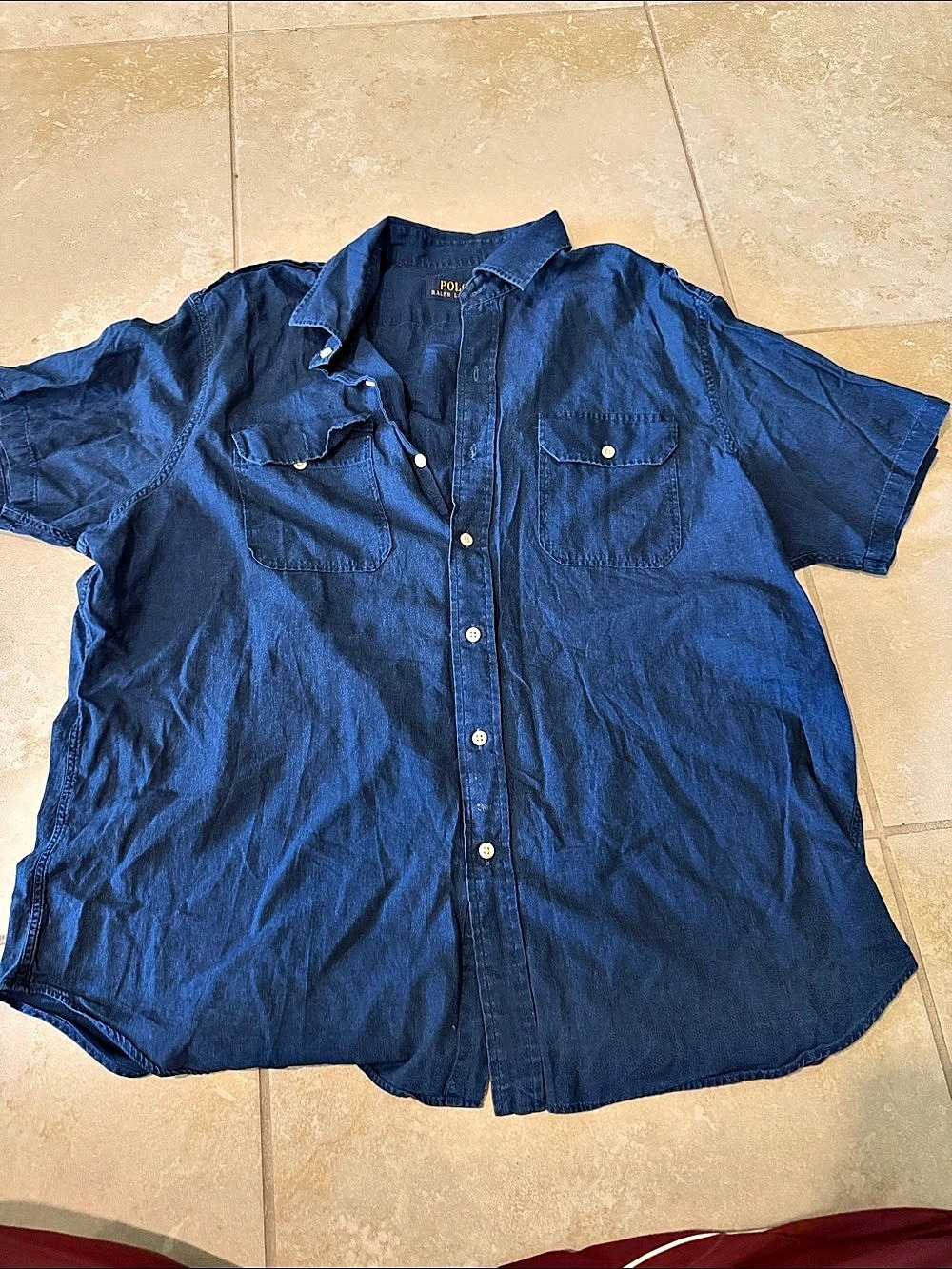 Polo Ralph Lauren Short Sleeve Denim Utility Shirt Men's Blue Button Down Shirt